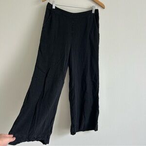 Free People Linen Blend Black Wide-Leg  Pants- M